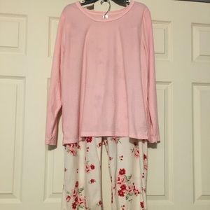 textured pink floral pajama set XL